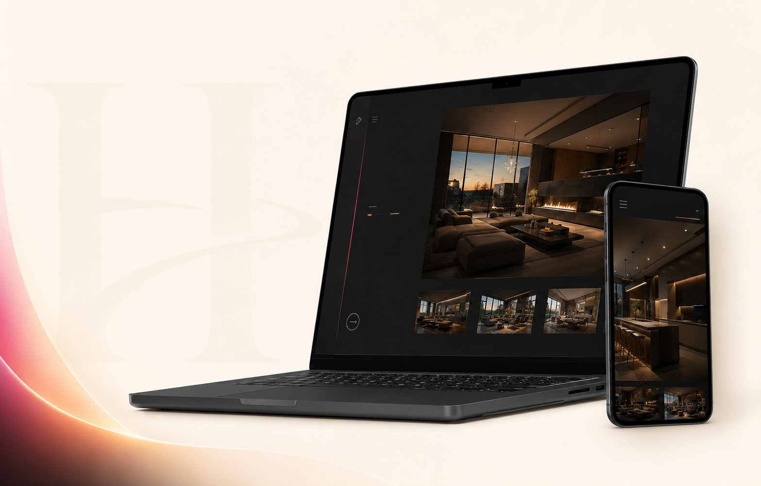 Projekt strony internetowej na laptopie i telefonie