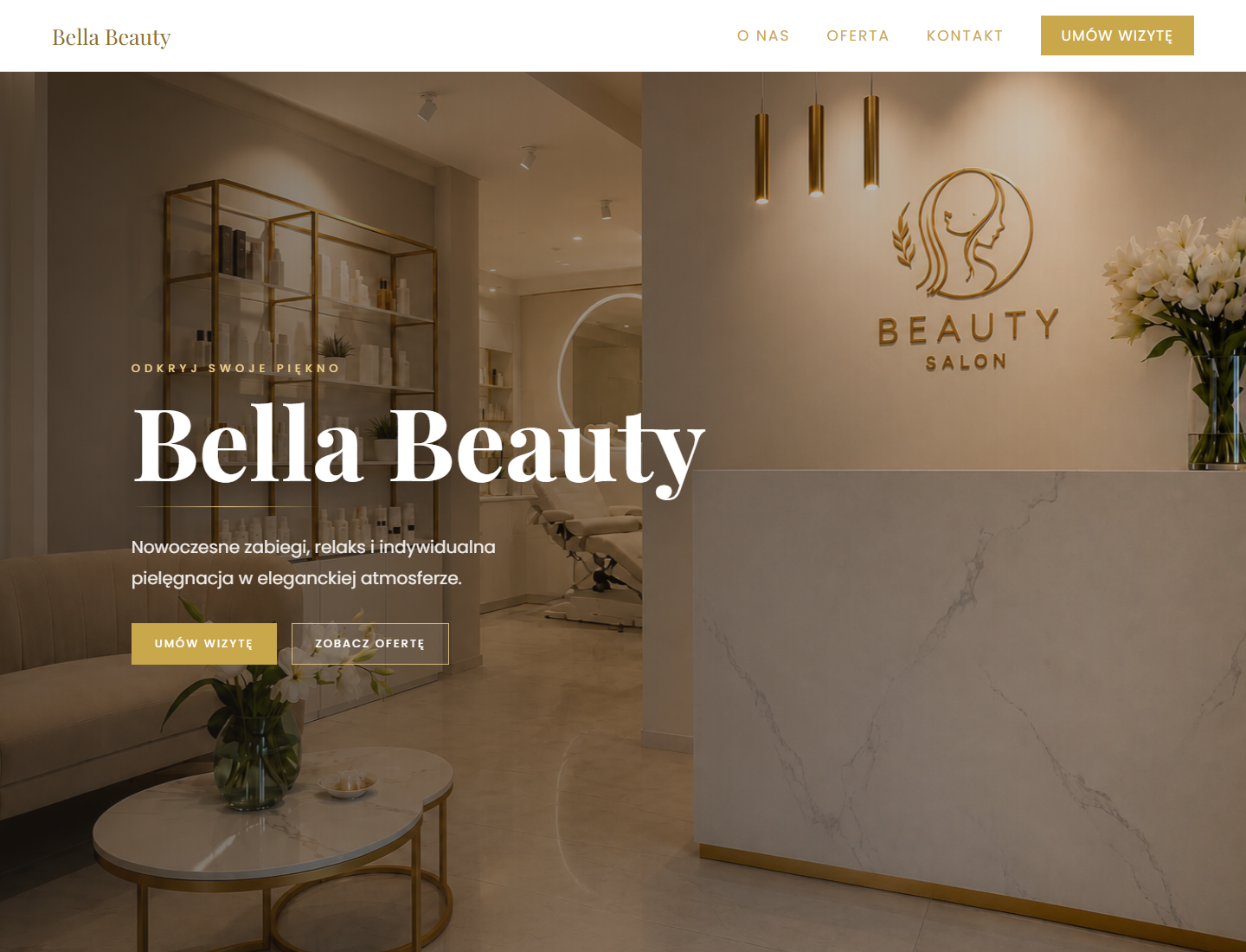 Bella Beauty - podgląd strony na laptopie