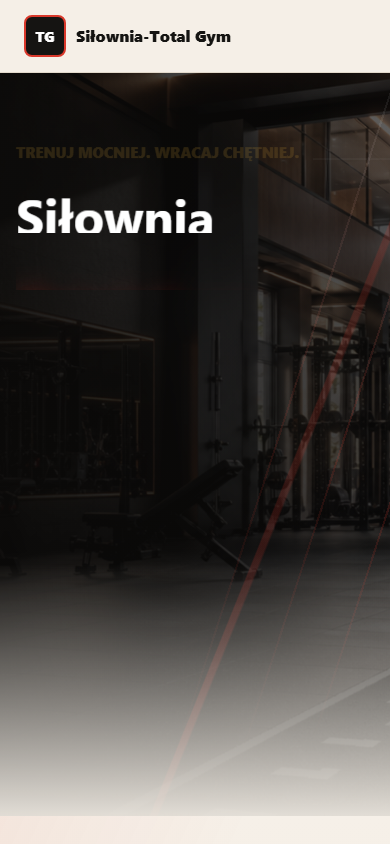 Siłownia Total Gym - widok strony na telefonie