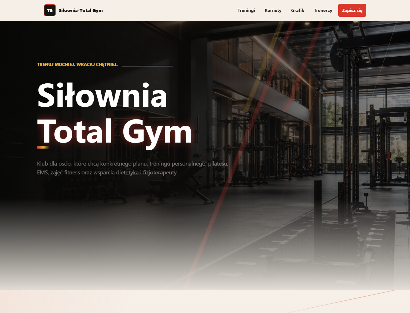 Siłownia Total Gym - fragment strony